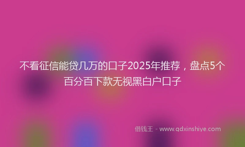 不看征信能贷几万的口子2025年推荐，盘点5个百分百下款无视黑白户口子