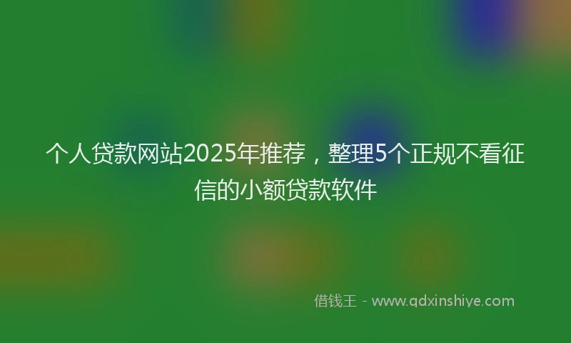 个人贷款网站2025年推荐，整理5个正规不看征信的小额贷款软件
