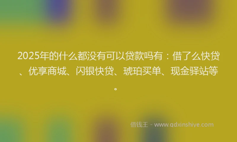 2025年的什么都没有可以贷款吗有：借了么快贷、优享商城、闪银快贷、琥珀买单、现金驿站等。