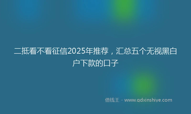二抵看不看征信2025年推荐，汇总五个无视黑白户下款的口子