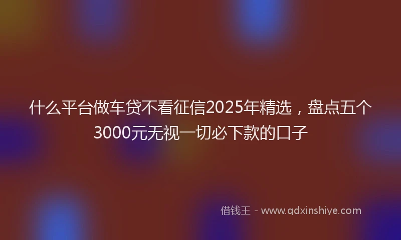 什么平台做车贷不看征信2025年精选，盘点五个3000元无视一切必下款的口子