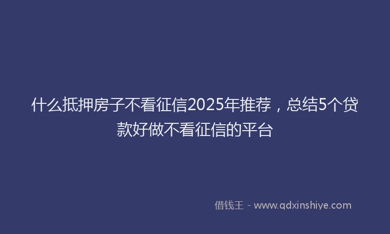 什么抵押房子不看征信2025年推荐，总结5个贷款好做不看征信的平台
