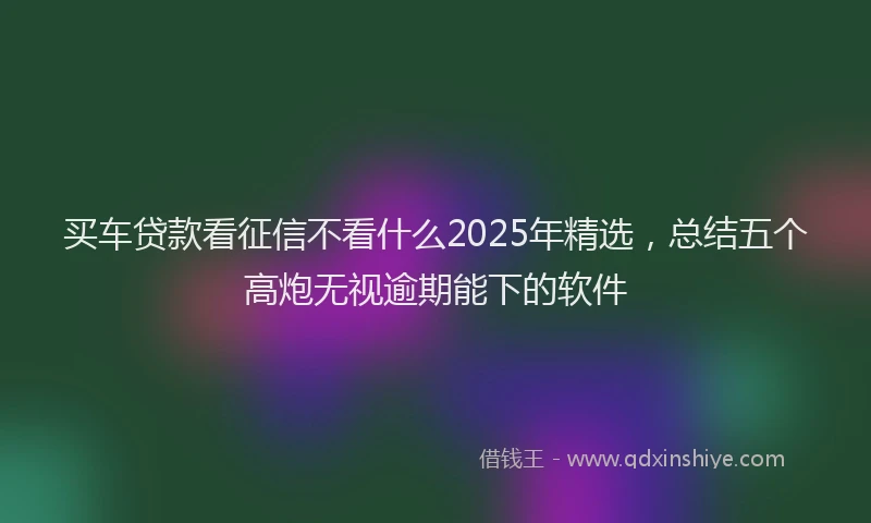 买车贷款看征信不看什么2025年精选，总结五个高炮无视逾期能下的软件