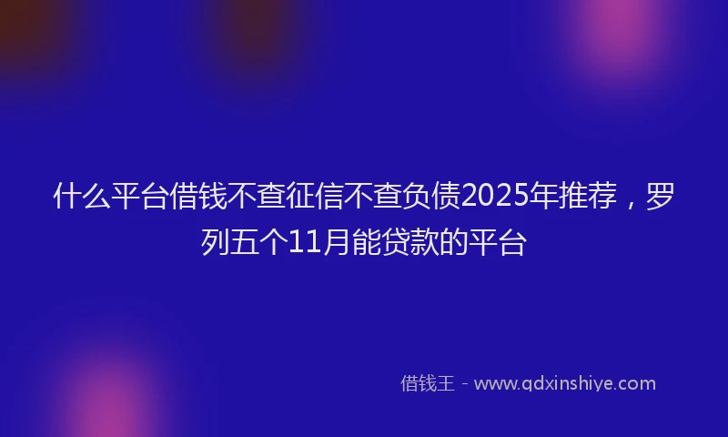 什么平台借钱不查征信不查负债2025年推荐，罗列五个11月能贷款的平台