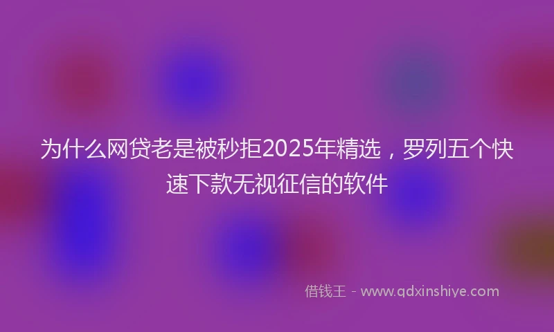 为什么网贷老是被秒拒2025年精选，罗列五个快速下款无视征信的软件
