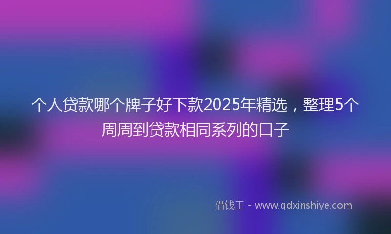 个人贷款哪个牌子好下款2025年精选，整理5个周周到贷款相同系列的口子