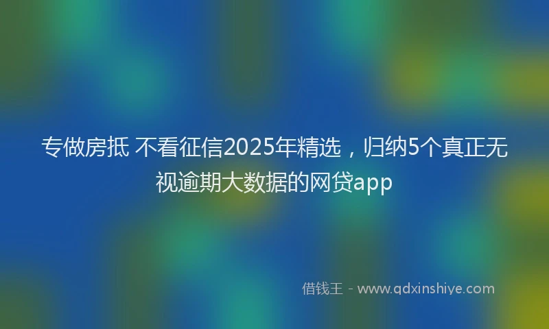 专做房抵 不看征信2025年精选，归纳5个真正无视逾期大数据的网贷app
