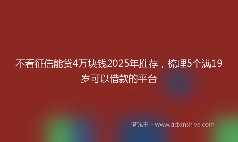 不看征信能贷4万块钱2025年推荐，梳理5个满19岁可以借款的平台