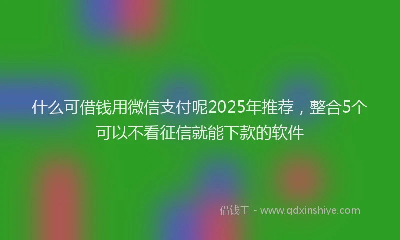 什么可借钱用微信支付呢2025年推荐，整合5个可以不看征信就能下款的软件