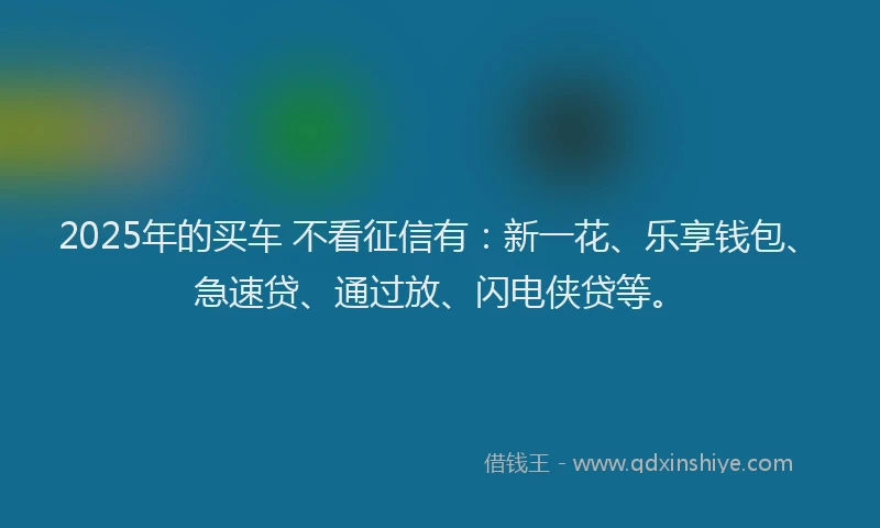 2025年的买车 不看征信有：新一花、乐享钱包、急速贷、通过放、闪电侠贷等。
