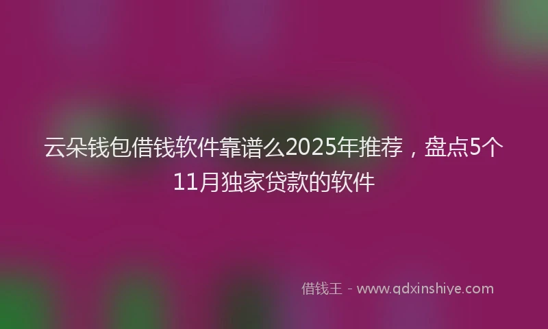 云朵钱包借钱软件靠谱么2025年推荐，盘点5个11月独家贷款的软件