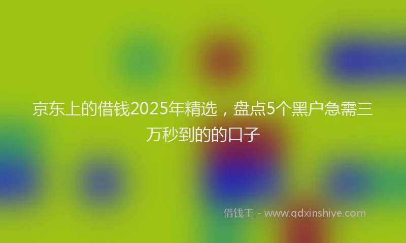 京东上的借钱2025年精选，盘点5个黑户急需三万秒到的的口子