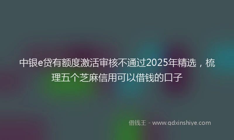 中银e贷有额度激活审核不通过2025年精选，梳理五个芝麻信用可以借钱的口子