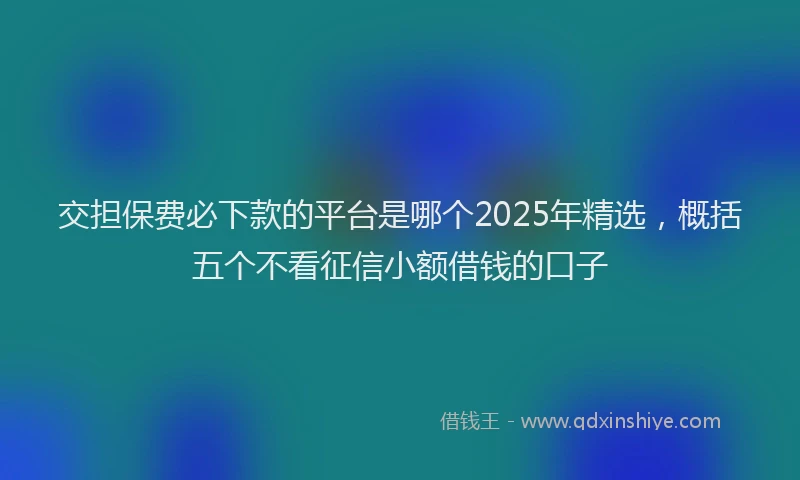 交担保费必下款的平台是哪个2025年精选，概括五个不看征信小额借钱的口子