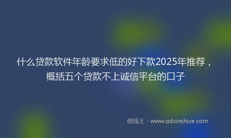 什么贷款软件年龄要求低的好下款2025年推荐，概括五个贷款不上诚信平台的口子