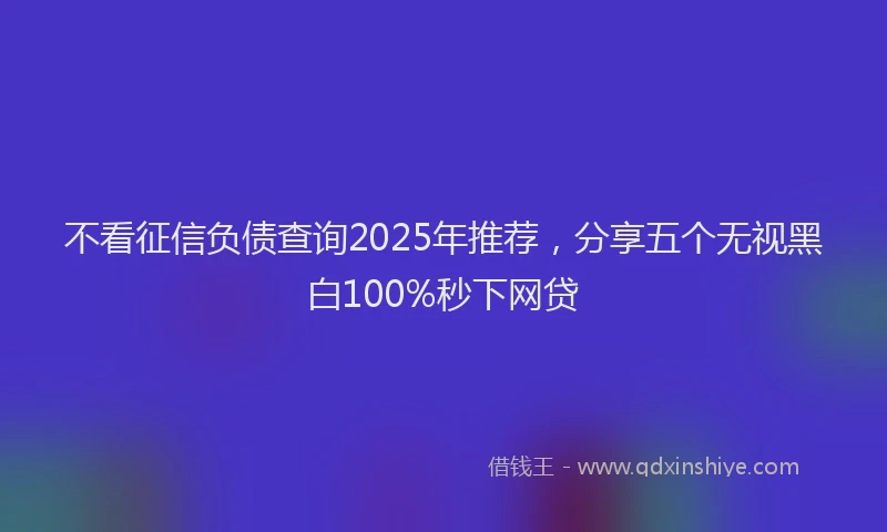 不看征信负债查询2025年推荐，分享五个无视黑白100%秒下网贷