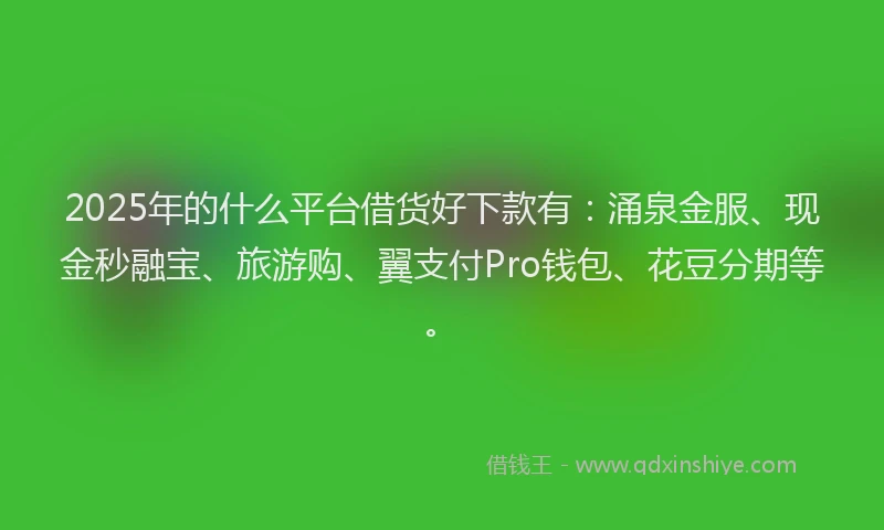 2025年的什么平台借货好下款有：涌泉金服、现金秒融宝、旅游购、翼支付Pro钱包、花豆分期等。