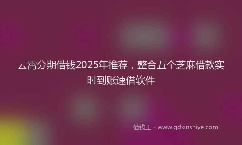 云霄分期借钱2025年推荐，整合五个芝麻借款实时到账速借软件