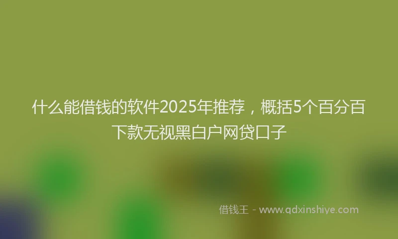 什么能借钱的软件2025年推荐，概括5个百分百下款无视黑白户网贷口子