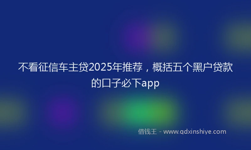 不看征信车主贷2025年推荐，概括五个黑户贷款的口子必下app