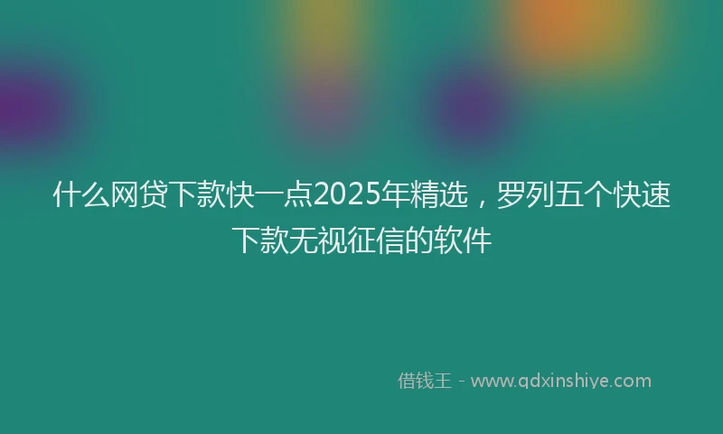 什么网贷下款快一点2025年精选，罗列五个快速下款无视征信的软件