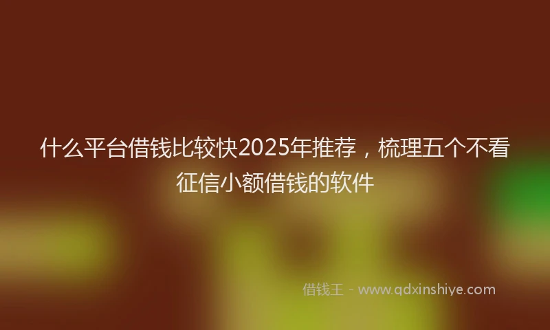 什么平台借钱比较快2025年推荐，梳理五个不看征信小额借钱的软件