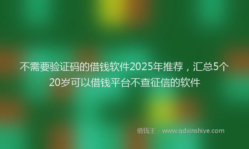 不需要验证码的借钱软件2025年推荐，汇总5个20岁可以借钱平台不查征信的软件
