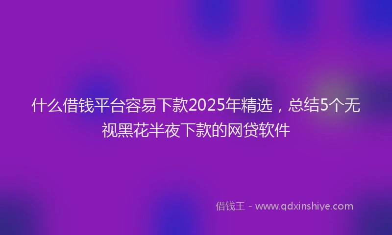 什么借钱平台容易下款2025年精选，总结5个无视黑花半夜下款的网贷软件