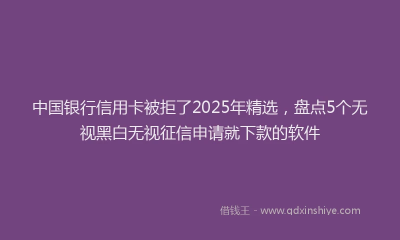中国银行信用卡被拒了2025年精选，盘点5个无视黑白无视征信申请就下款的软件