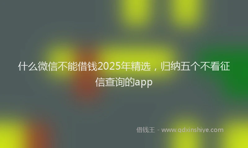 什么微信不能借钱2025年精选，归纳五个不看征信查询的app