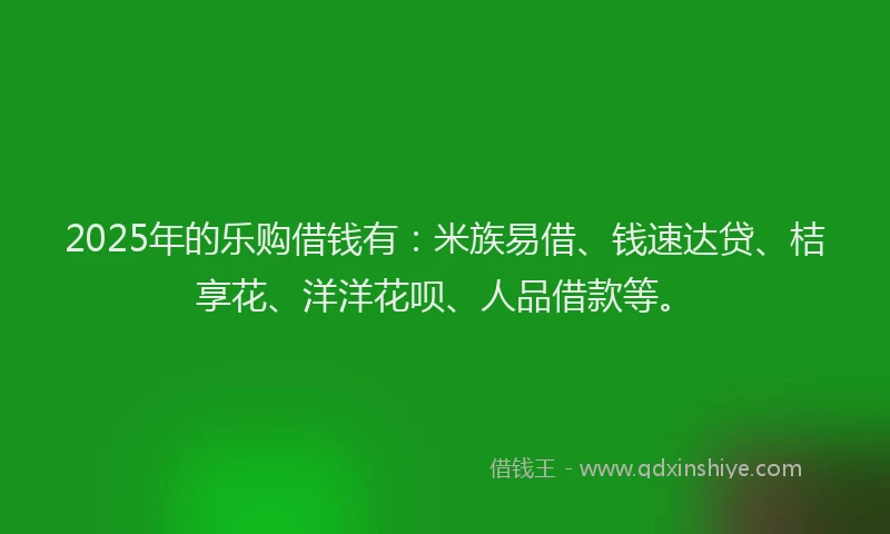 2025年的乐购借钱有：米族易借、钱速达贷、桔享花、洋洋花呗、人品借款等。