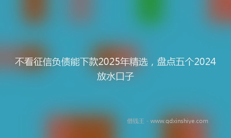 不看征信负债能下款2025年精选，盘点五个2024放水口子