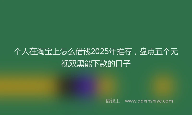个人在淘宝上怎么借钱2025年推荐，盘点五个无视双黑能下款的口子