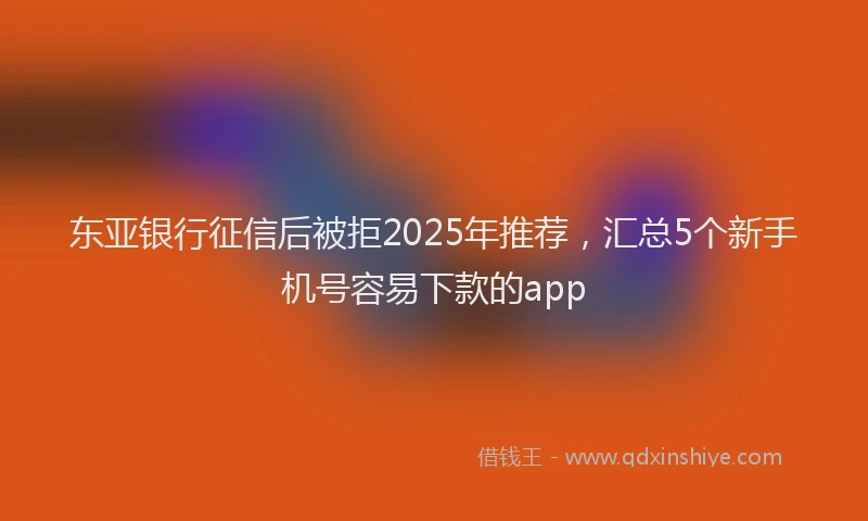 东亚银行征信后被拒2025年推荐，汇总5个新手机号容易下款的app