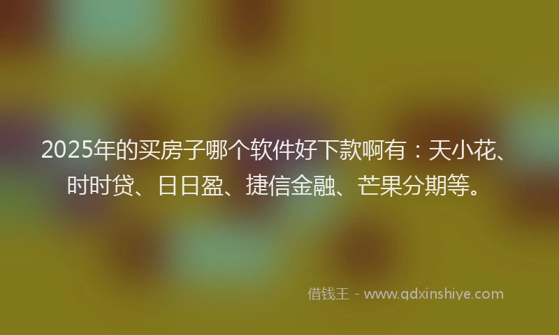 2025年的买房子哪个软件好下款啊有：天小花、时时贷、日日盈、捷信金融、芒果分期等。