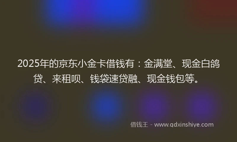 2025年的京东小金卡借钱有：金满堂、现金白鸽贷、来租呗、钱袋速贷融、现金钱包等。