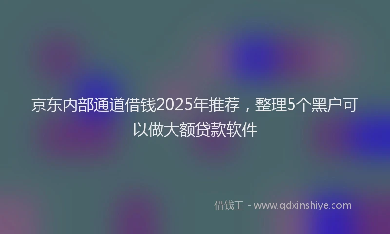 京东内部通道借钱2025年推荐，整理5个黑户可以做大额贷款软件