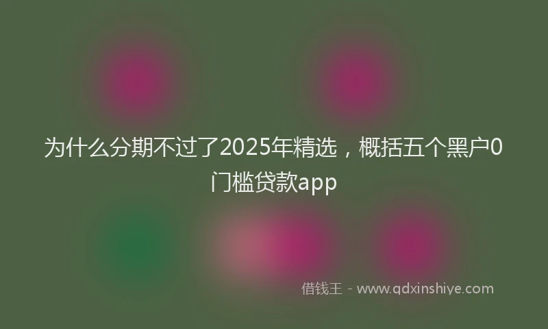 为什么分期不过了2025年精选，概括五个黑户0门槛贷款app
