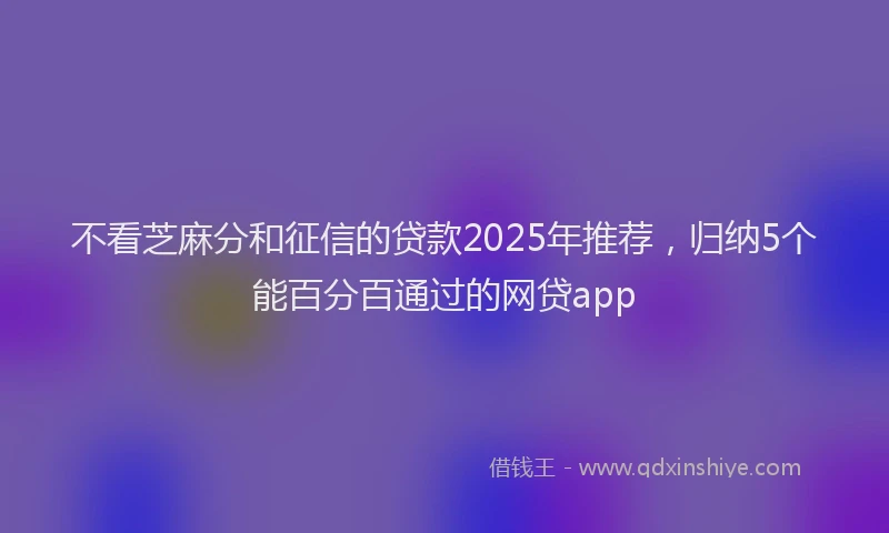 不看芝麻分和征信的贷款2025年推荐，归纳5个能百分百通过的网贷app
