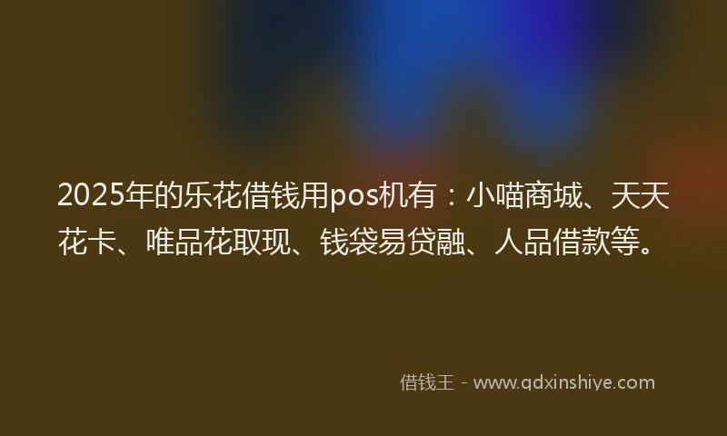 2025年的乐花借钱用pos机有：小喵商城、天天花卡、唯品花取现、钱袋易贷融、人品借款等。