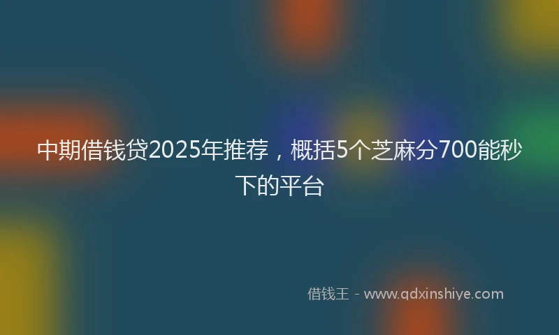 中期借钱贷2025年推荐，概括5个芝麻分700能秒下的平台