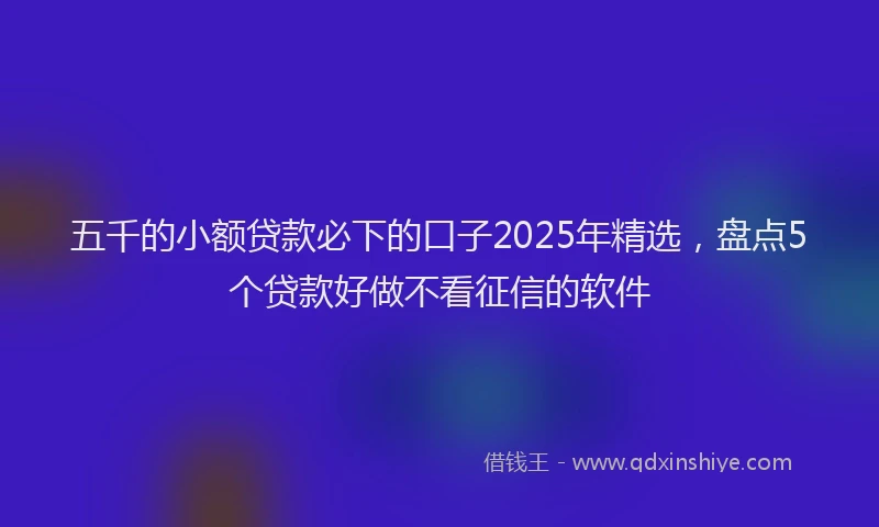 五千的小额贷款必下的口子2025年精选，盘点5个贷款好做不看征信的软件