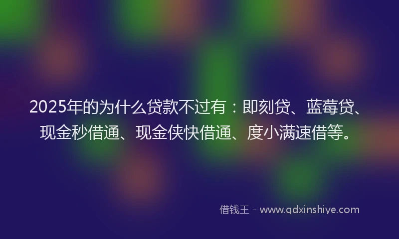 2025年的为什么贷款不过有：即刻贷、蓝莓贷、现金秒借通、现金侠快借通、度小满速借等。