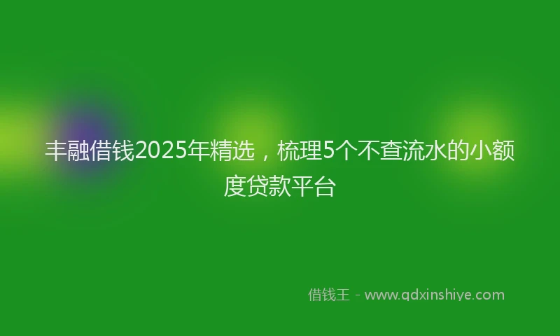 丰融借钱2025年精选，梳理5个不查流水的小额度贷款平台