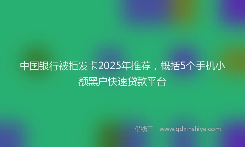 中国银行被拒发卡2025年推荐，概括5个手机小额黑户快速贷款平台