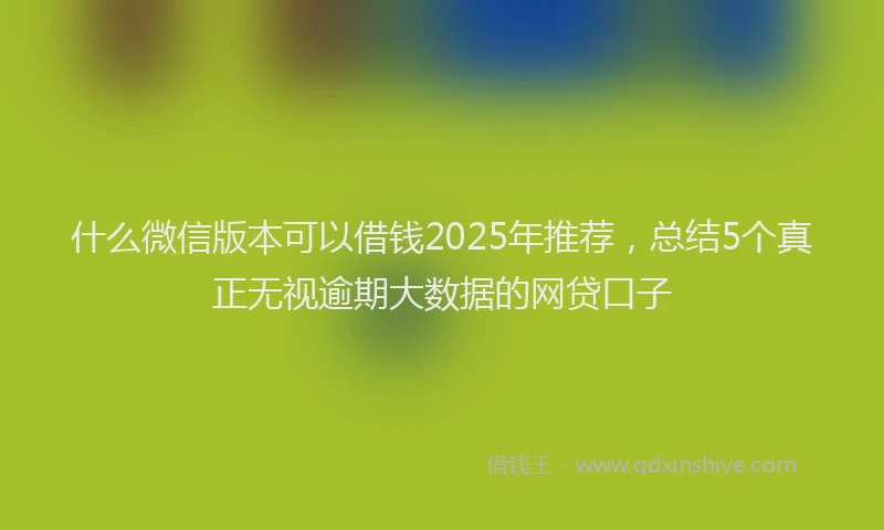 什么微信版本可以借钱2025年推荐，总结5个真正无视逾期大数据的网贷口子