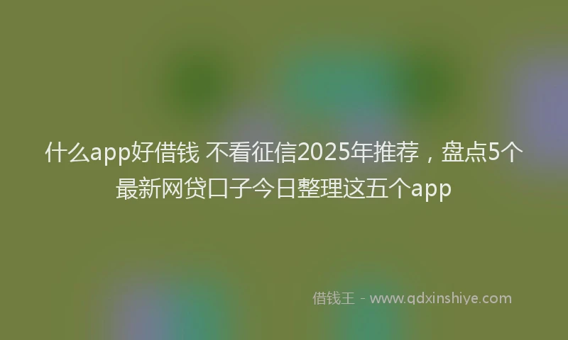 什么app好借钱 不看征信2025年推荐，盘点5个最新网贷口子今日整理这五个app