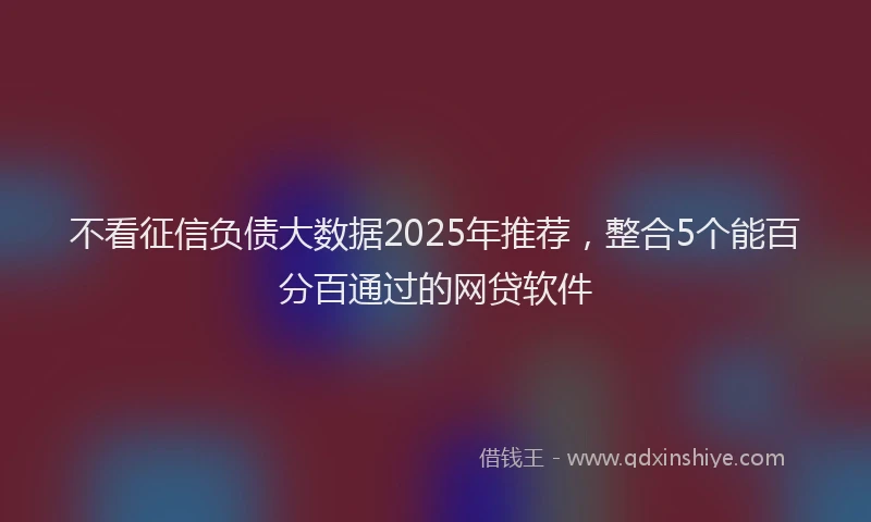 不看征信负债大数据2025年推荐，整合5个能百分百通过的网贷软件