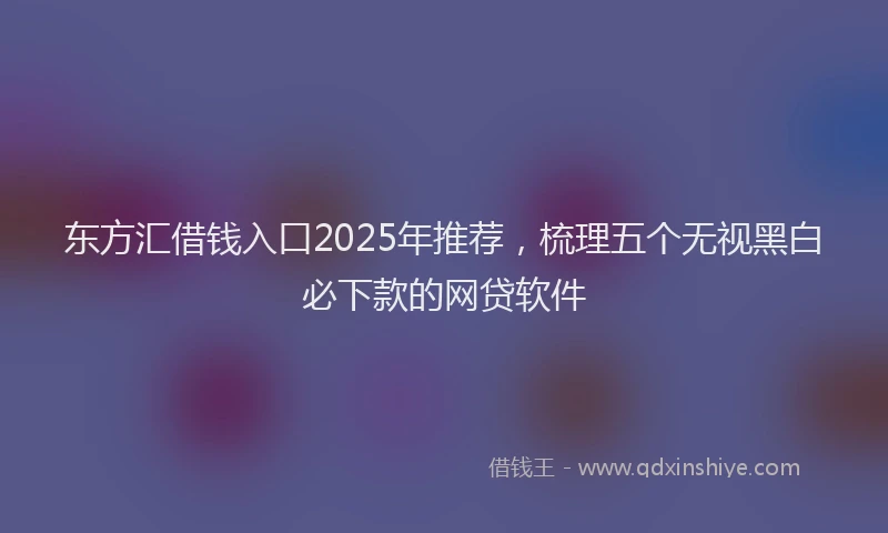 东方汇借钱入口2025年推荐，梳理五个无视黑白必下款的网贷软件