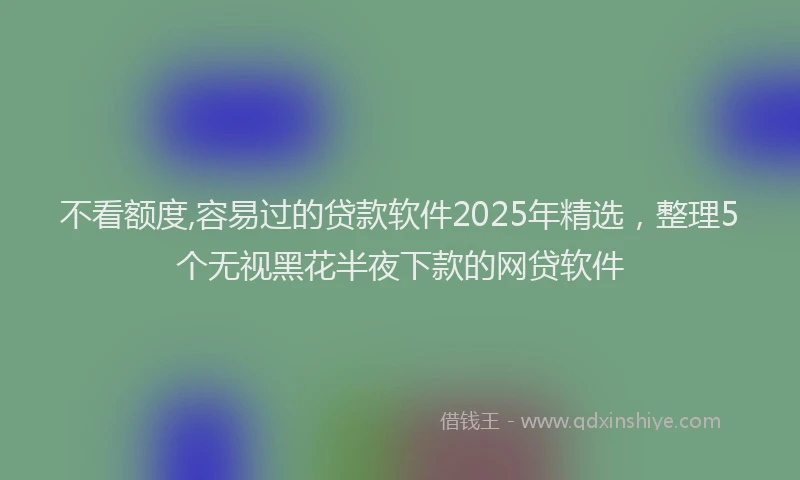 不看额度,容易过的贷款软件2025年精选，整理5个无视黑花半夜下款的网贷软件